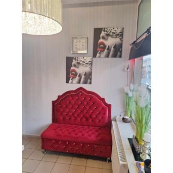 Sofa welurowa glamour dwuosobowa do poczekalni 100 kolorów
